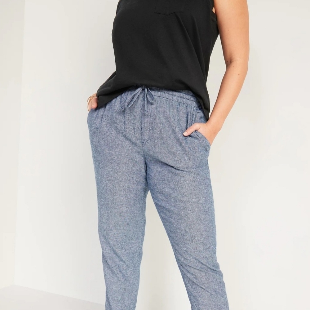 Old Navy High Waisted Drawstring Linen Blend Pants